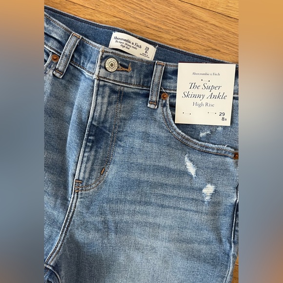 Abercrombie & Fitch “The Super Skinny Ankle” High-Rise Skinny Jean, Medium Blue - Picture 2 of 7
